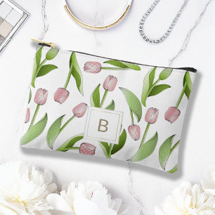 Bolsito Accesorio Pequeño Tulipán Flor de Rosa Moderno Monograma