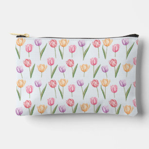 Bolsito Accesorio Pequeño Tulipanes Florales Patrón de Acuarela Colorida