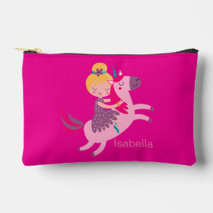 Bolsito Accesorio Pequeño Un Chica amarillo morado monta en unicornio