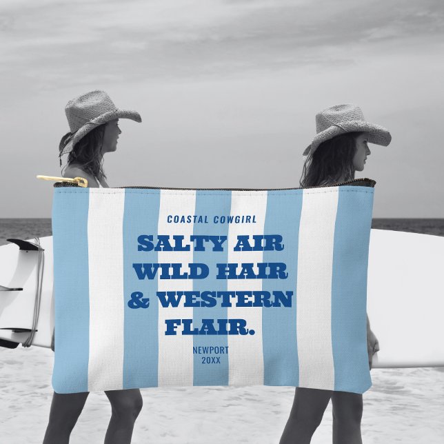 Bolsito Accesorio Pequeño Vaquera Costera Occidental Flair Blue Cabana Strip (Subido por el creador)