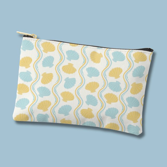 Bolsito Accesorio Pequeño Verano de concha y olas de playa (Seashells and ocean waves cosmetic accessory pouch)