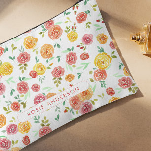 Bolsito Accesorio Pequeño Viajes personalizados de Rosas de acuarela