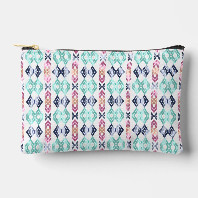 Bolsito Accesorio Pequeño Vibrant ikat-style geometric vertical pattern (Anverso)