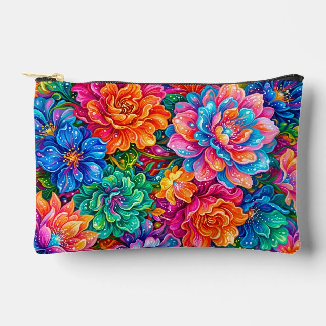 Bolsito Accesorio Pequeño Vibrante Flores Paisaje de Sueños – Boho Psicodéli (Anverso)
