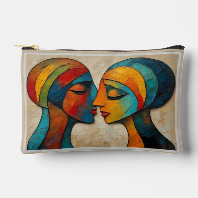 Bolsito Accesorio Pequeño Vibrante retrato de pareja de arte (Anverso)