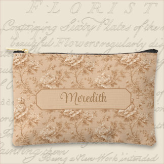 Bolsito Accesorio Pequeño Vintage Peach Rose Toile 