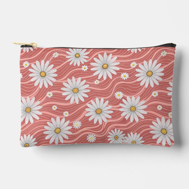 Bolsito Accesorio Pequeño Wavy Pink Daisies (Anverso)