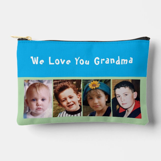 Bolsito Accesorio Pequeño We love you grandma 4 photo blue green (Anverso)