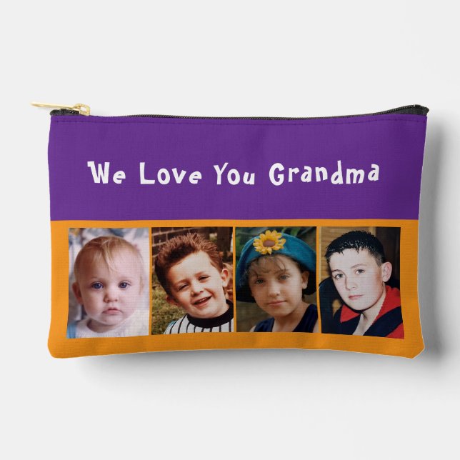 Bolsito Accesorio Pequeño We love you grandma 4 photo orange purple (Anverso)