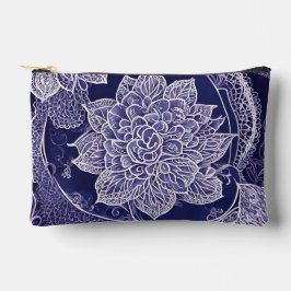 Bolsito Accesorio Pequeño White and dark blue floral patterns AI art