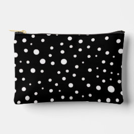 Bolsito Accesorio Pequeño White Polka Dots on Black Small
