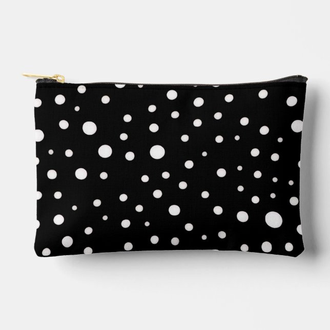 Bolsito Accesorio Pequeño White Polka Dots on Black Small (Anverso)