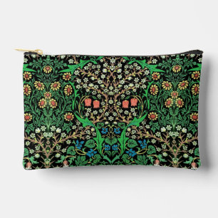 Bolsito Accesorio Pequeño William Morris Jacobean Floral, fondo negro