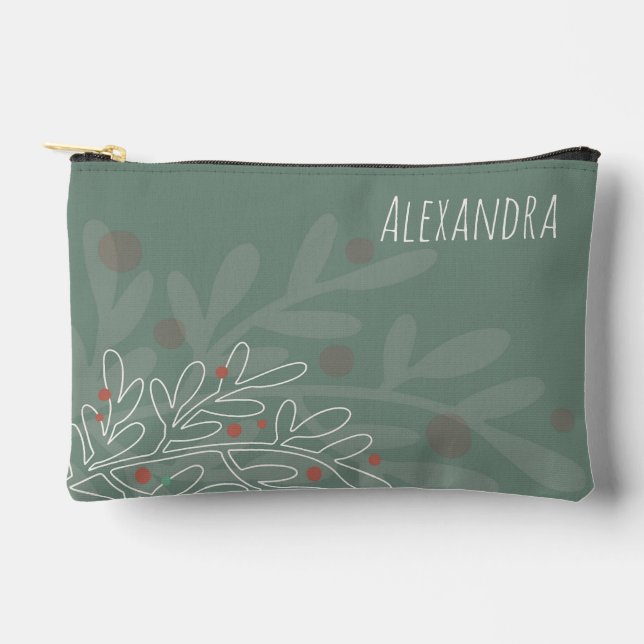 Bolsito Accesorio Pequeño Winter holidays mistletoe personalised name text (Anverso)