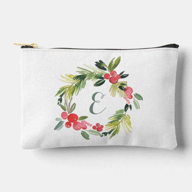 Bolsito Accesorio Pequeño Wreath de acuarela floral de Boda de Invierno | Mo (Anverso)