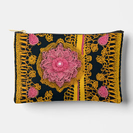 Bolsito Accesorio Pequeño Yellow and pink floral patterns AI art
