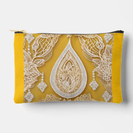 Bolsito Accesorio Pequeño Yellow and white floral patterns AI art