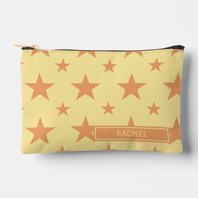 Bolsito Accesorio Pequeño Yellow Orange Stars Pattern Constellation Pencil (Anverso)
