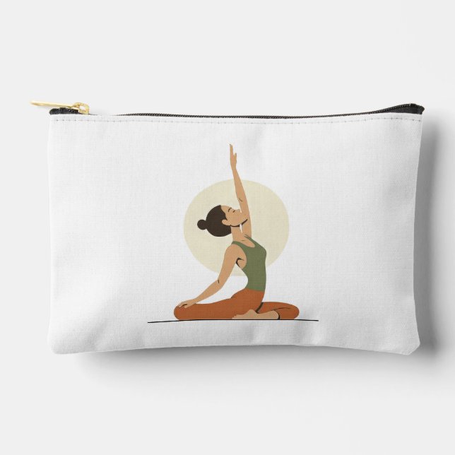 Bolsito Accesorio Pequeño Yoga Pose Monoline Earthy Tones | (Anverso)