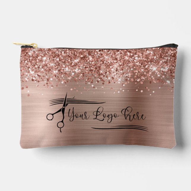 Bolsito Accesorio Pequeño Your Logo Glittery Rose Gold Glam (Anverso)