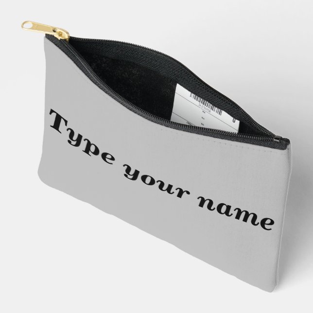 Bolsito Accesorio Pequeño Your Name on Gray Pouch (Abierto)