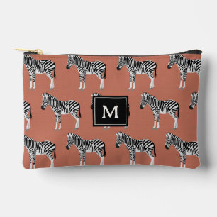 Bolsito Accesorio Pequeño Zebra Patrón animal exótico Terracotta Monograma