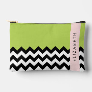 Bolsito Accesorio Pequeño Zigzag negro y blanco, chevron, verde, tu nombre