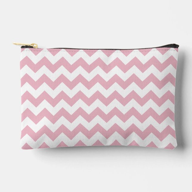 Bolsito Accesorio Pequeño Zigzag rosa, Chevron rosado, patrón geométrico (Anverso)