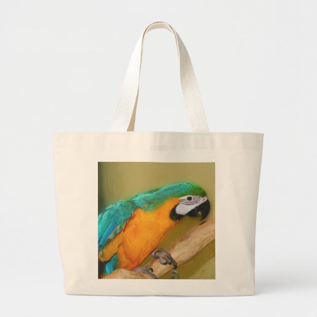 Bolso azul de la pintura del loro del Macaw del (Frente)