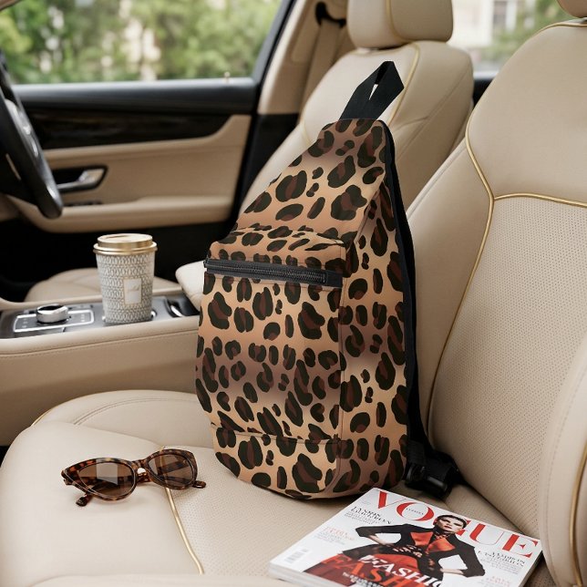 Bolso Bandolera Estampado Leopardo Marrón (Brown Leopard Print Crossbody Sling Bag)