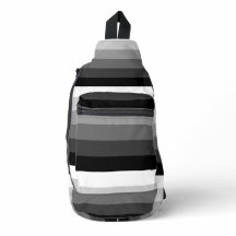 Bolso bandolera - rayas negras blancas y grises