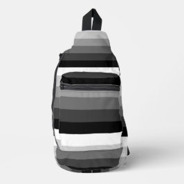 Bolso bandolera - rayas negras blancas y grises
