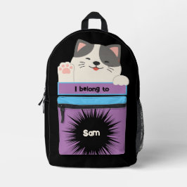 Bolso Buddy Lindo Gato Gris y Blanco Agitando Moch
