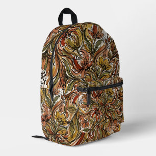 Bolso con ramillete floral abstracto en tonos terr