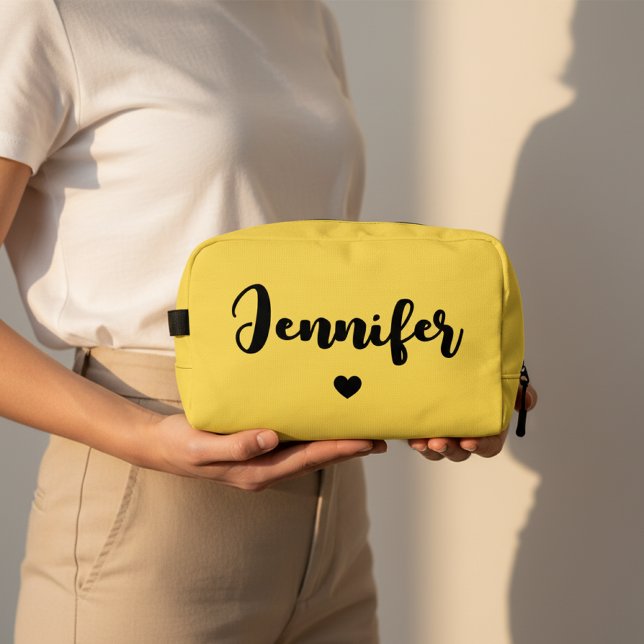 Bolso Cosmético Amarillo Personalizado para Ella,  (Custom Name Makeup Bag – Personalized Gift for Women, Bridesmaids, Moms, and Friends)