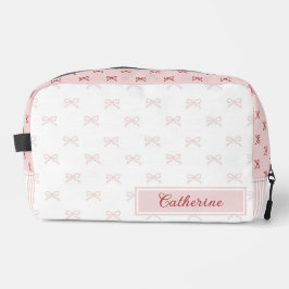 Bolso Cosmético Coquette con Patrón de Lazo Rosa y