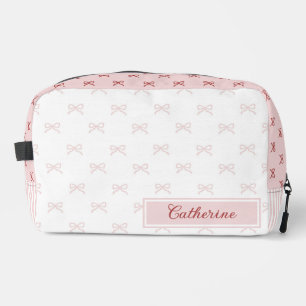 Bolso Cosmético Coquette con Patrón de Lazo Rosa y
