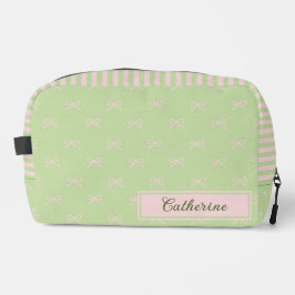 Bolso Cosmético Coquette de Rayas Verdes y Rosas c