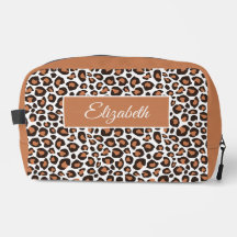 Bolso Cosmético de Leopardo Marrón de Moda con Nom