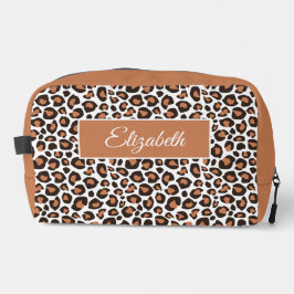 Bolso Cosmético de Leopardo Marrón de Moda con Nom