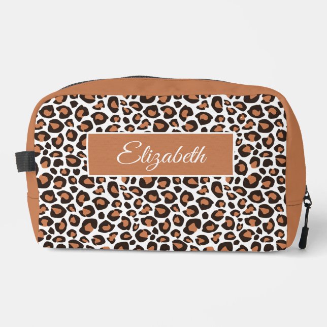 Bolso Cosmético de Leopardo Marrón de Moda con Nom (Anverso)
