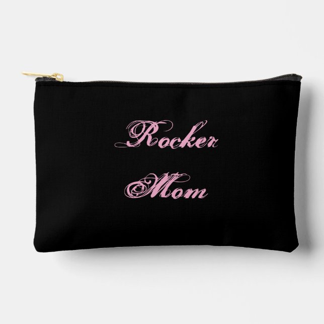 Bolso cosmético de Rocker Mom (negro y rosa) (Anverso)