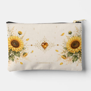 Bolso Cosmético Floral de Girasol Sé el Resplandor