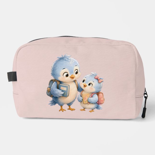 Bolso Cosmético Hermanos de Pajarito Azul Adorable (Anverso)