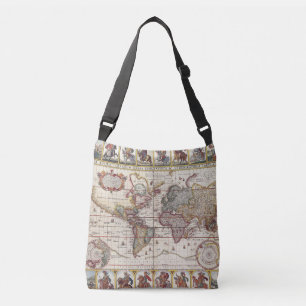 Bolso Cruzado 1652 mapa del mundo, mapa del mundo del atlas del