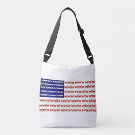 Bolso Cruzado 4 de julio Bandera del gato Rojo Blanco y Azul