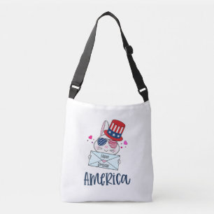 Bolso Cruzado 4 de julio Conejo con gafas solares con bandera de