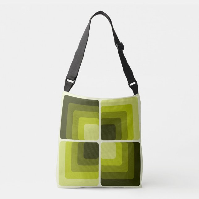 Bolso Cruzado 70s Rainbow Squares Monochrome Green (Anverso)