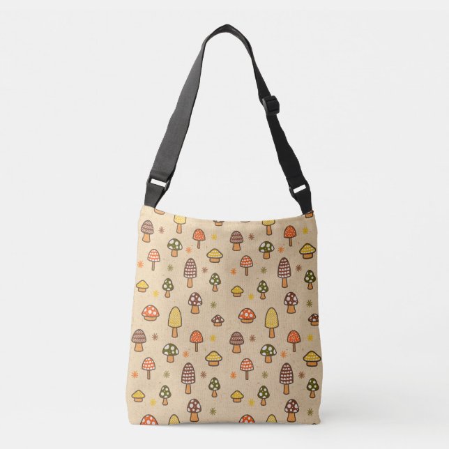 Bolso Cruzado 70s Style Retro Mushrooms (Anverso)