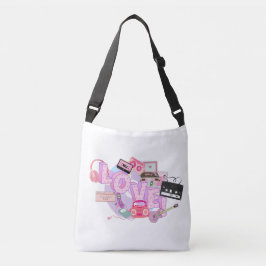 Bolso Cruzado 90s Love Vibes Tote Bag – Retro Pink Music & Tech 